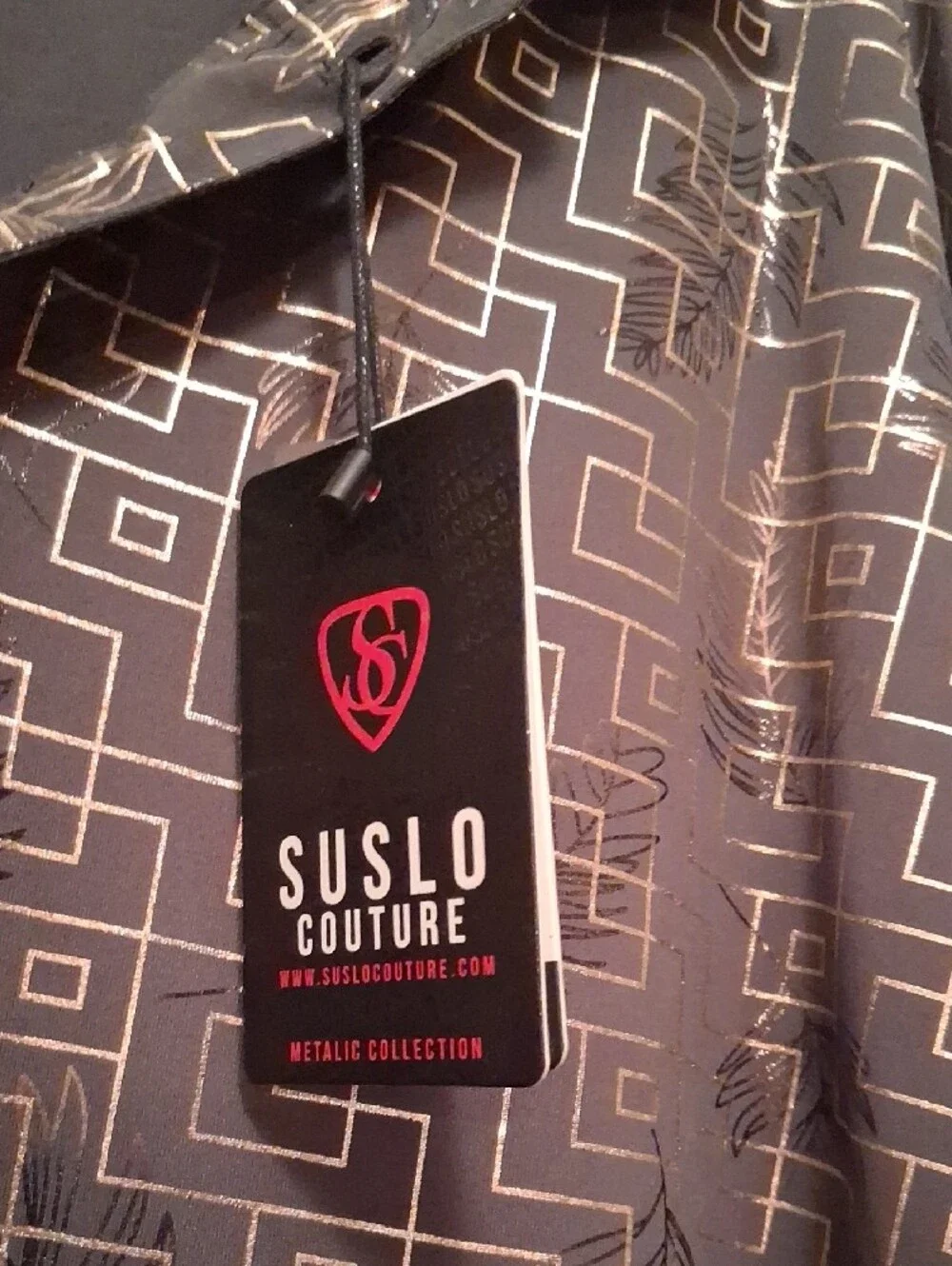 Suslo Couture Long Sleeve Metallic Collection Polo